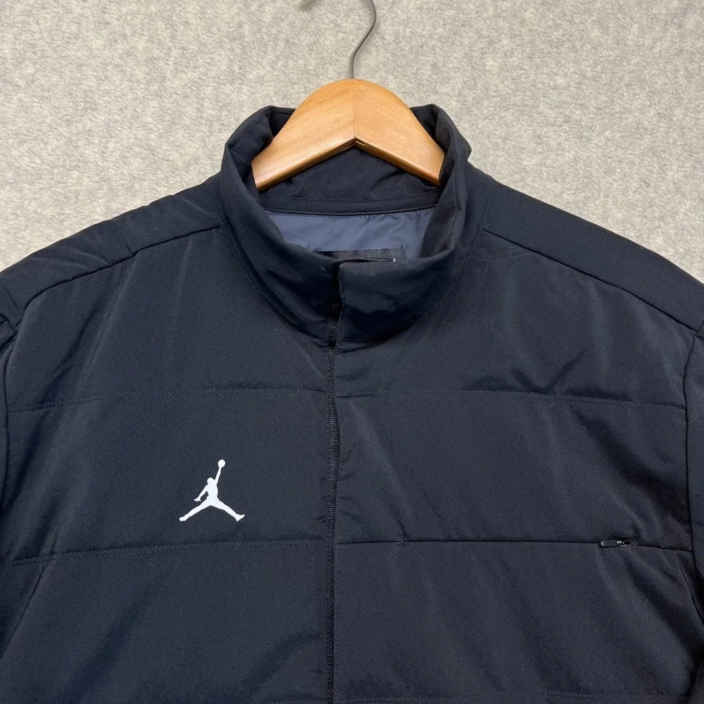 Air Jordan Mens Quilted Jacket Long Sleeve Black 1/2 Snap‎ Pullover Sport L